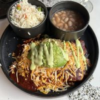 Vegan jackfruit enchiladas with vegan cheese and crema. Delicious!!   at Tac/Quila in Palm Springs