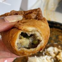 Inside the yummy vegetable samosas   at The Hyderabad Indian Grill in Bloomington
