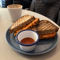 The Grilled Cheese comes with a tasty sauce  at Café Blá in Munich