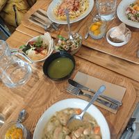 3 different lunch menu of the day at Cocina Vegetariana Internacional in Madrid