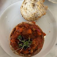 Chili sin carne in bread bowl.  at Marstang in Marstal