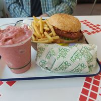 Chicken burger, smoothie and wrap at Quick Greens - Funan Ctr in Central Singapore
