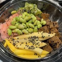 Mango, Edamame, Ginger, Tofu and Quinoa Bowl at Mo Po's Poke Bar  in Doha