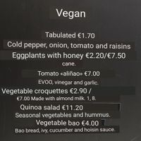Vegan menu at Bifana in Malaga