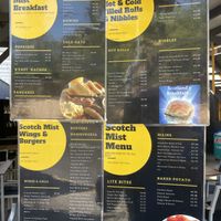 Menu at Scotch Mist in Tenerife