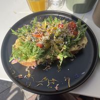 Vegan hummus bread  at Lykke Cafe und Bar in Flensburg