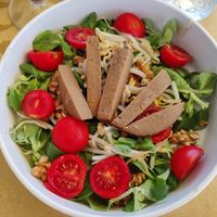 Seitan salad at Yachting Bar in Marciana Marina