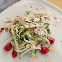 Zucchini noodles with pesto at Yachting Bar in Marciana Marina