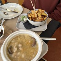 Bean mushroom soup  at Fangas Veg in Coimbra