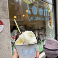 Ginger, passion fruit, and chocolate sorbet (all vegan)  at Loom Gelateria 1900 in Lausanne