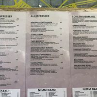 Menue  at Kaffeesaurus in Cologne