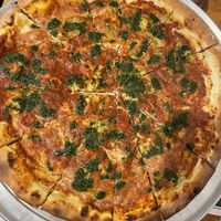 Homemade tofu cheese with pesto   at Engfer Pizza Works in Santa Cruz