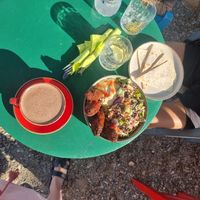 Falafel bowl with tortilla on the side due to my husband being gf. at Stis Annas - Στης Αννας in Leros
