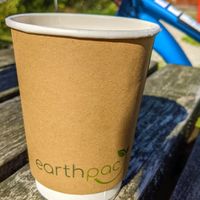 Biodegradable cups at Snail's Pace Cafe in Saint Breward