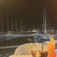 View of the marina at Bistro del Puerto in Lanzarote