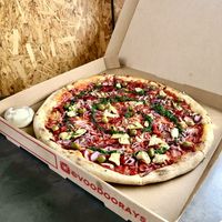 Vegan queen pizza  at Escape to Freight Island in Manchester