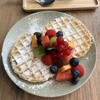 Incredible waffle   at Kottee Kaffee in Bruges