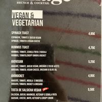 Vegan menu  at Village Brunch & Coffee in Nazare