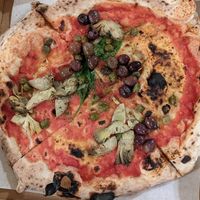 Marinara with added capers, artichoke hearts and olives at Razzo Pizza Napoletana in Edinburgh