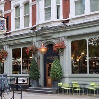 Exterior with limited outside seating at Brook Green Hotel Restaurant in West London