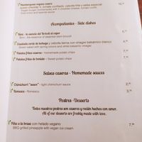 Menu vegano at Terra in Javea