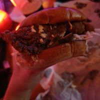 New vegan burger - Fried oyster mushroom burger (In my opinion a million times better than the older "chick'n" option, so so good!) at Hey Chick! - Pop Up in Belfast
