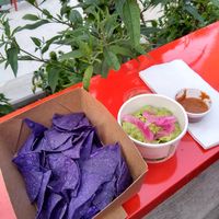 Chips, guac and salsa $14 at Beat Kitchen on the Riverwalk in Chicago