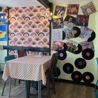 70s vibe and music. Super cool!  at Daisy's Cafe in Looe