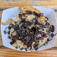 Chocolate Peanut Butter Oreo Funnel Cake at Honey Butter Country Fare in Portland