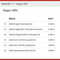 English/German menu available at restaurant at Krua Siam in Akureyri