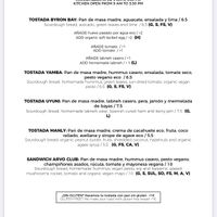 Menu (part of)  at Arvo Specialty Coffee (Guggenheim) in Bilbao