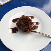 vegan walnut cake as a little sample for dessert - delish!  at Taverna Alpha in Frankfurt