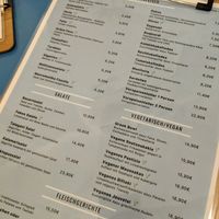 menu with vegan options labelled at Taverna Alpha in Frankfurt