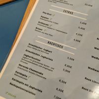 vegan dessert in the menu at Taverna Alpha in Frankfurt