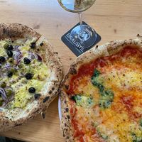 Margherita & olive pizza at Super Bro's in Frankfurt