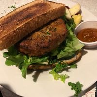 Spicy Chickpea Burger  at Rhythm Kitchen Music Cafe in Peoria