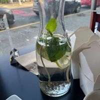 Mint and lemon water. Nice touch!  at Cashew Thai Cuisine in Seattle