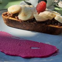 Banana & Chocolate Spread on Toast (vegan) at Cafe Dolce Vita in Mallorca