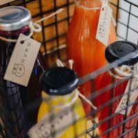 Beetroot, pineapple, carrot and apple juice at Lényeg in Budapest