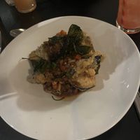 Deep fried aubergine stir fry   at Chaophraya in Aberdeen