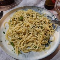 Garlic, parsley and chillies spaguetti at Diego Bar Pizzeri Restorant in Dhermi