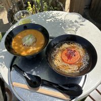The two types of ramen that were available  at Vegan Ramen UZU Tokyo in Tokyo