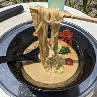 The noodles soaking up all that umami broth at Vegan Ramen UZU Tokyo in Tokyo