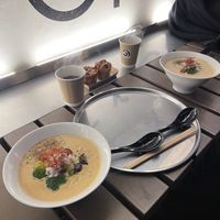 Vegan ramen., amari? berry muffin, pecan muffin, chamomile tea and office blend tea  at Vegan Ramen UZU Tokyo in Tokyo