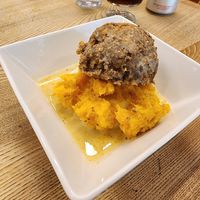Vegan haggis with vegan whiskey sauce at The Haggis Box in Edinburgh