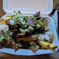 Hoi sin 'duck' loaded fries at Notorious BRG in Canterbury