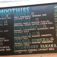Smoothie and juice offerings; all vegan at Playa Bowls - Park Ave in New York City