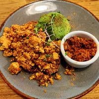 Tofu scramble with vegn chorizo at Caravelle in Barcelona