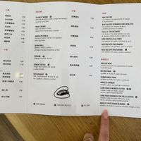 Menu  at Bao House in Milan