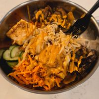 Bibimbap tofu bowl with teriyaki and peanut sauce at Rice Bar - Capitol Gallery in Washington
